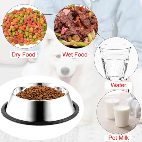 Stainless Steel Dog Bowls, 1 Cup Cat Bowl with Rubber Base for Cats, Puppy - color: Stainless steel (2Pack), size: 1 Cup/5.9" Dia x 1.5" H (2Pack)