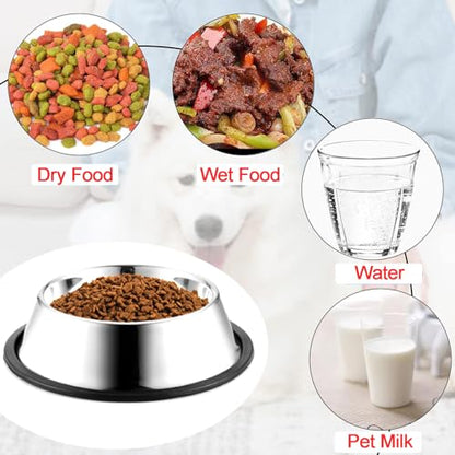 Stainless Steel Dog Bowls, 1 Cup Cat Bowl with Rubber Base for Cats, Puppy - color: Stainless steel (2Pack), size: 1 Cup/5.9" Dia x 1.5" H (2Pack)