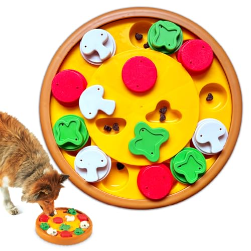 Brightkins Pizza Party! Treat Puzzle - Interactive Dog Toys, Dog Puzzle Toy and Slow Feeder, Enrichment Feeder for Dogs and Cats, Puppy Toys to Keep Them Busy, Cat Enrichment Puzzles - size: (Pack of 1)