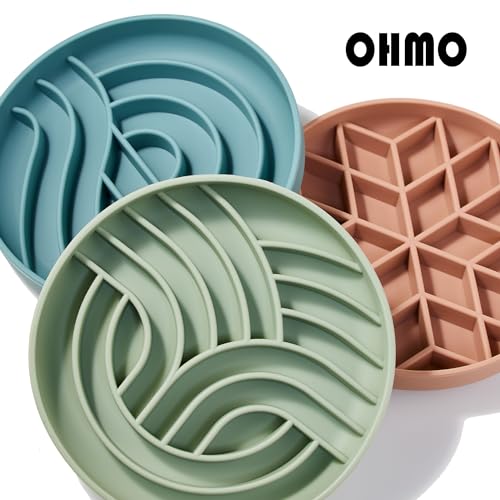OHMO Slow Feeder Dog Bowls(Tree Life, Sage Green) Enrichment Soft Silicone Food Safe Feeding Bowl Non Slip Suction Cup for All Breed Pet, Cat Slow Down Eating Dishes, Boredom and Anxiety Reducer - color: Sage Green