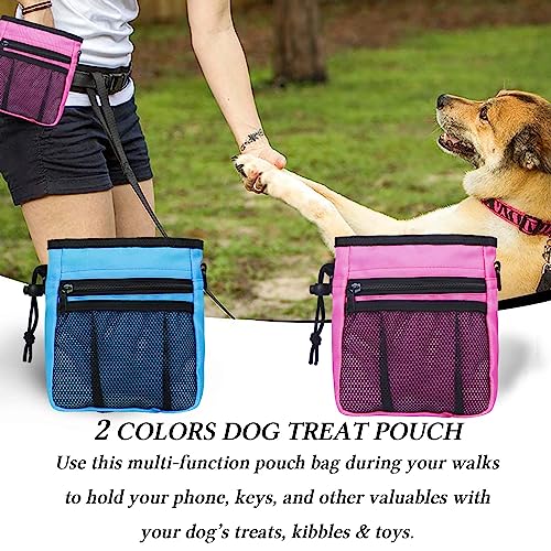 STMK Dog Treat Pouch Dog Clicker Training Kit, Dog Training Treat Pouch Dog Clicker for Training, 3 Ways to Wear Easily Carries Treat Pouches for Pet Training (Blue and Pink) - color: Blue and Pink