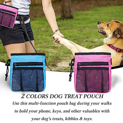 STMK Dog Treat Pouch Dog Clicker Training Kit, Dog Training Treat Pouch Dog Clicker for Training, 3 Ways to Wear Easily Carries Treat Pouches for Pet Training (Blue and Pink) - color: Blue and Pink