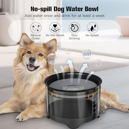 UPSKY 5.5L Dog Water Bowl,186oz Large Capacity No Spill Water Bowl for Dogs, Splash Proof Slow Water Feeder with Heightened Base, Anti-Slip Slow Drinking Pet Water Bowl for Messy Drinkers, B-Black - color: B-Black