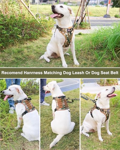 Hotsky Tactical Dog Harness No Pull，Adjustable Service Dog Vest Reflective Military Pet Harness with Control Handle Molle Loop Panels for Training Walking Running(Army Camo, L) - color: Army Camo, size: L(Neck: 20"-26",Chest: 22.5"-32")