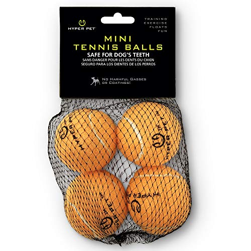 Hyper Pet MINI Tennis Balls for Dogs Safe Dog Toys & Tennis Balls for Exercise, Training, Hyper Pet K9 Kannon Dog Ball Launcher) Bright Colored Interactive Orange Pack of 4 | Safe playthings for exercise and training, works with the K9 Kannon launcher, co