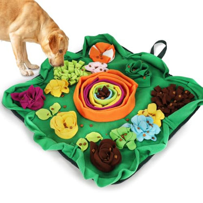 Vextronic Snuffle Mat for Dogs, Large Breed Slow Feeder Interactive Toy | 25x25-inch washable mat. Sparks natural foraging. Eases anxiety. Slows gulping, cuts bloat risk. Fits small to large pets. - color: Green