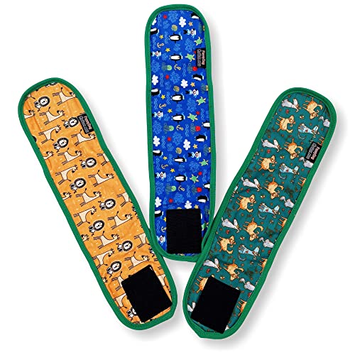 Pack of 3 Dog Belly Band Puppy Diapers Male Boy Belly Wrap Reusable Washable for Small Dog Breeds (L: Waist 15" - 17", Green Trim) - color: Pack of 3 - Green Trim, size: L: Waist 15" - 17"