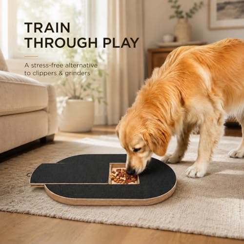 Dog Nail Scratch Board with Treat Drawer,Oval Solid Wood Dog Scratch Pad, Stress-Free Nail File Board Alternative to Clippers & Grinders, with 2 Replaceable Sandpapers for Small Medium Large Dogs - size: Oval-2 Repl Sandpaper