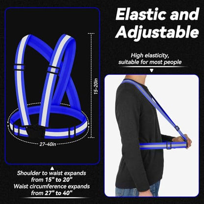 Reflective Vest Running Gear,High Visibility Adjustable Safety Vest for Outdoor Motorcycle,Dog Walking,Night Running,Hiking - color: Blue X3