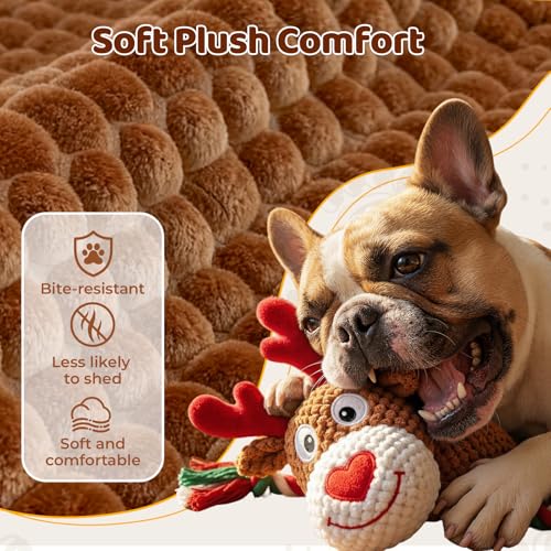 Plush Rope Reindeer Dog Toy – Durable Squeaky Tug Toy for Small, Medium Dogs, Interactive Chew & Fetch Puppy Toy - color: Christmas Colors