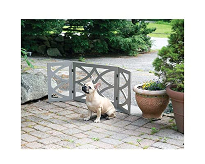 3 Panel Wooden Design Pet Gate - Freestanding Tri Fold Durable Wooden Dog Fence - Indoor/Outdoor Barrier for Stairs & Doorways (5219)
