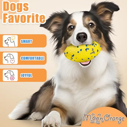 Moonorange 2Pcs Upgrade Bone Dog Balls+Rugby Dogs Toys for Aggressive Chewers, Indestructible Tennis Balls for Dogs (Yellow) - color: Yellow-Bone+Rugby-2Pcs