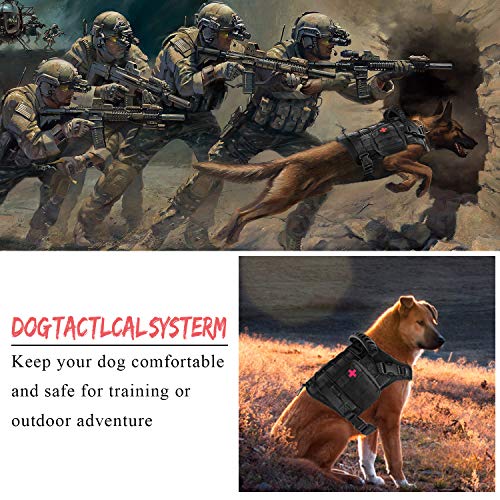 Tactical Service Dog Vest Harness for Medium Large Dog, Military K9 Training Dog Vest with Molle System Adjustable Tactical German Shepherd Harnesses with Handle - color: Black, size: Large (Pack of 1)
