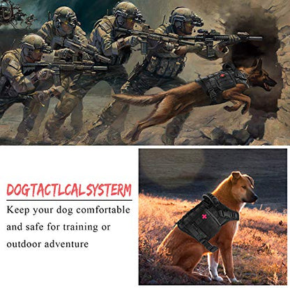 Tactical Service Dog Vest Harness for Medium Large Dog, Military K9 Training Dog Vest with Molle System Adjustable Tactical German Shepherd Harnesses with Handle - color: Black, size: Large (Pack of 1)