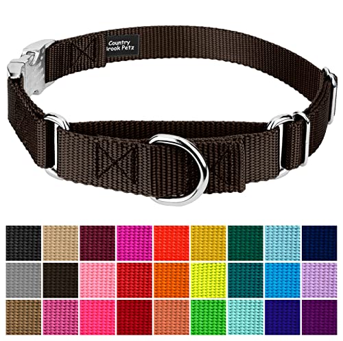 Country Brook Petz - Martingale Dog Collar - Heavy Duty Nylon Adjustable Martingale Dog Collar with Premium Buckle for Small Medium Large Breeds (5/8 Inch, Extra Small, Brown) - color: Brown, size: Extra Small (Pack of 1)