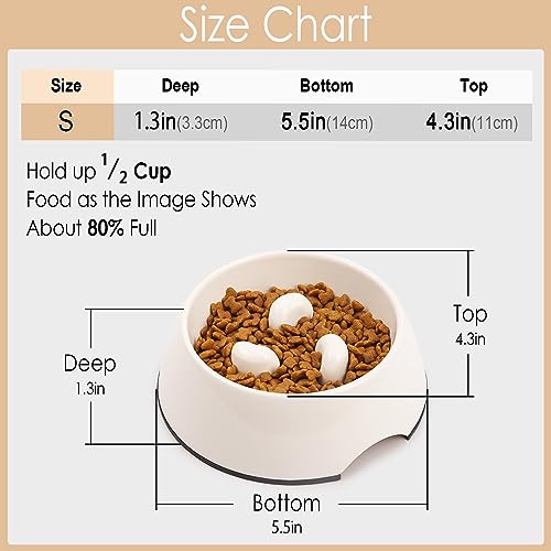 SUPERDESIGN Slow Feeder Dog Bowl Cat Bowl 1/2 Cup Slow Feeding Dog Bowl for Small Medium Breed Anti Gulping Healthy Eating Interactive Bloat Stop Fun Alternative Non Slip Puzzle Dog Food Bowl, White - color: White, size: S