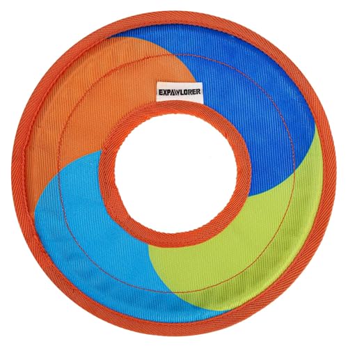EXPAWLORER Flying Disc Dog Toy, Durable Outdoor Interactive Fetch Flyer, Lightweight Water-Floating Pet Toys, Safe Gentle on Teeth for Medium Large Breeds, Perfect for Beach Pool Play & Training