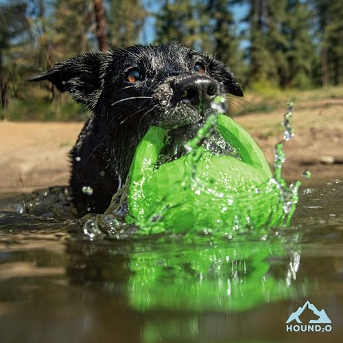Playology HOUND2O Dog Toys | Squeaky Tug Ball Floating Outdoor Toy for Dogs | Bright Green Dog Ball for Tug of War and Fetch - color: Green