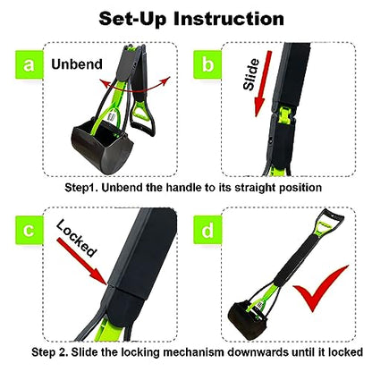 ienjoyed 2 Pieces Pooper Scooper, Large Pooper Scooper for Dogs Heavy Duty, Dog Pooper Scooper with Long Handle & High Strength Durable Spring, Foldable Dog Poop Pick Up(28-inch) - size: 2 Pieces(28-inch)