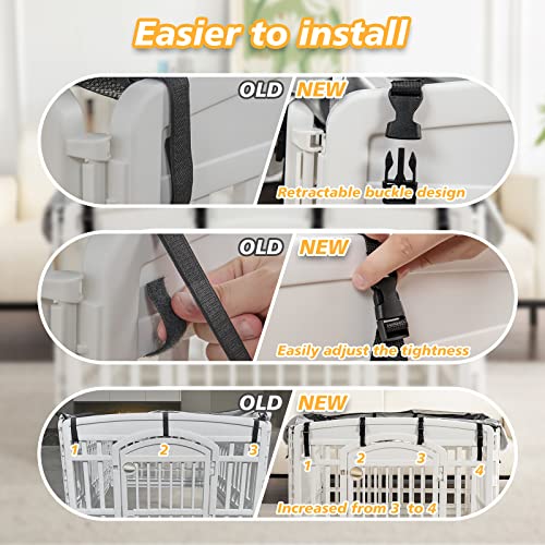 PJYuCien Playpen Top Cover for 36'' Width 4 Panel PlayPen, Black | More Peace of Mind, More Safe, and Reduce Mess, Suitable for Puppy, Duck, and Other Small Animals,Telescopic Buckles Connect - style: Black Cover, 36"Width, Black ( Elastic Buckles Connect