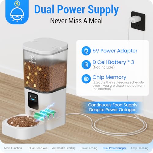 Automatic Cat Feeder with 5G WiFi: Automatic Dog Feeder with Slow Feed & Smart APP Control, 7L Timed Auto Cat Food Dispenser with Alexa for Pets, Detachable for Easy Cleaning - 29 Cups - color: White-1