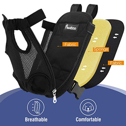 Pawaboo Pet Carrier Backpack, Adjustable Pet Front Cat Dog Carrier Backpack Travel Bag, Legs Out, Easy-Fit for Traveling Hiking Camping for Small Medium Dogs Cats Puppies 8-12lbs, Large, Black - color: A-Black, style: Large (Pack of 1)