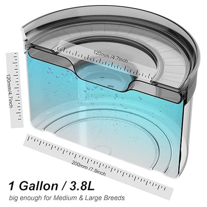 Techphardo 1Gallon No Spill Dog Water Bowl-3.8L Large Capacity, BPA-Free, Anti-Splash & Anti-Digging Design with Non-Slip Base for Messy Drinkers - color: Smoky