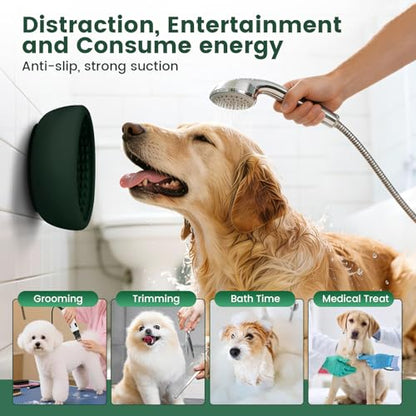 Dog Slow Feeder Licking Bowl,Anxiety Relief Treat Dispenser, Non-Slip Anti-chocking Pet Dish, Interactive Puzzle Toy for Mediuml Large Breed,Freezable BPA Free Silicone Dishwasher Safe - color: green, size: L