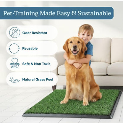Artificial Grass Puppy Pee Pad for Dogs and Small Pets - Set of Three 30x20 Inch, Reusable 3-Layer Turf Pads for Dogs - Indoor and Outdoor Fake Grass Potty Pet Supplies by PETMAKER - size: Large 3-Layer Replacement Pads