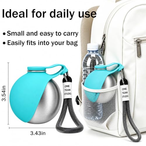 Leak Proof Portable Stainless Steel Dog Water Bottle, Flip-Top Silicone Bowl for Small Dog & Cat, Insulated Hot & Cold Retention, One-Hand Easy Use for Walking & Hiking, 10oz Blue(No Print) - color: Blue