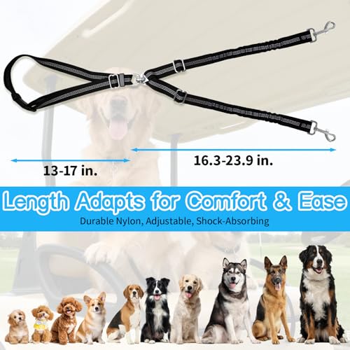 Golf Cart Dog Seat Leash & Safety Harness | Adjustable Pet Seat Belt with Tangle-Free Retractable Strap, Fits All Golf Cart Models (for Double Dog) - size: Double Dog