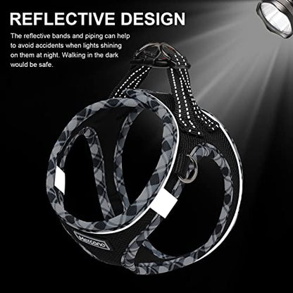 Mercano Soft Mesh Dog Harness and Leash Set, Step-in Reflective Breathable Lightweight Vest Harnesses with Safety Buckle for Small Dogs, Cats (Black White, XXS) - color: Black White, size: XXS (Chest: 9.5"-11.2")
