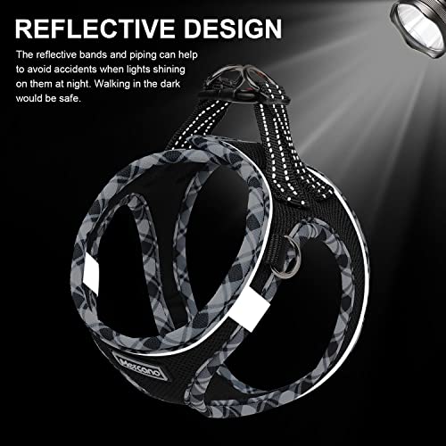 Mercano Soft Mesh Dog Harness and Leash Set, Step-in Reflective Breathable Lightweight Vest Harnesses with Safety Buckle for Small Dogs, Cats (Black White, XL) - color: Black White, size: XL (Chest: 19.5"-21.5")