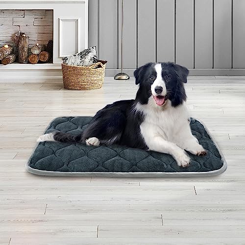 furrybaby Dog Bed Mat Flat Crate Mat with Anti-Slip Bottom Machine Washable Pet Kennel Pad for Dog Sleeping (L 42x28'', Grey Mat) - size: 42.0"L x 28.0"W x 0.7"Th