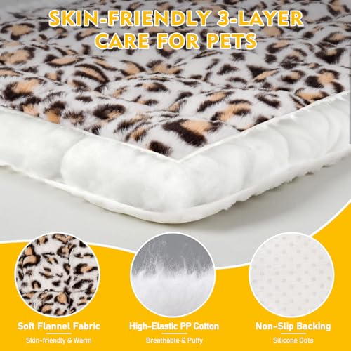 Backseat Dog Bed Mat for Car, Non-Slip Scratch-Resistant Dog Car Seat Cover, Soft Thick Pet Travel Cushion, Washable Back Seat Protector Blanket for Cars SUVs Trucks, 53 x 24 Inches - color: Brown Leopard Pattern