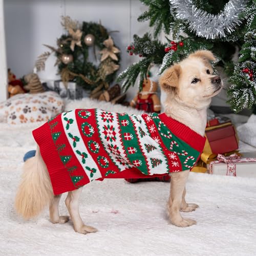 LUBOT NEW Ugly Christmas Sweaters for Puppy Cute Funny Wintertime and Holiday Parties Knitted Pullover Sweater Santa Small Dog Red Gift Small - color: Red Gift, size: Small