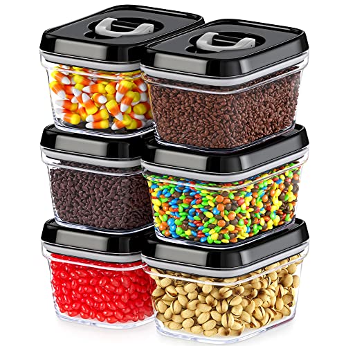 DWËLLZA KITCHEN Set of 6 Mini Airtight Food Storage Containers with Lids - Clear Plastic Small Pantry Containers for Spices, Candy, Nuts, Coffee or Tea, BPA-Free, Keeps Food Fresh & Dry - color: 05 - 0.3 liter (Set of 6)