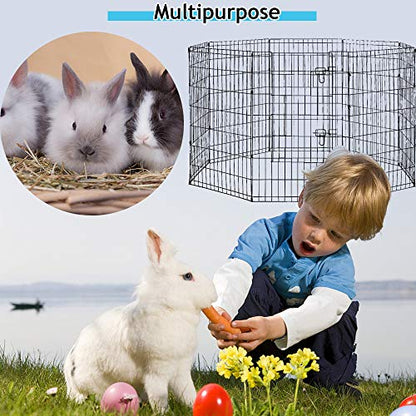 Foldable Puppy Playpen Dog Fence Pet Playpen 8 Panel Metal Portable Indoor Outdoor Pet Exercise Pen Animal Wire Yard Crate Kennel Cat Dog Playpen for Small Medium Large Dogs Pet - size: 42"x8 Panels