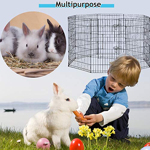 Foldable Puppy Playpen Dog Fence Pet Playpen 8 Panel Metal Portable Indoor Outdoor Pet Exercise Pen Animal Wire Yard Crate Kennel Cat Dog Playpen for Small Medium Large Dogs Pet - size: 42"x8 Panels