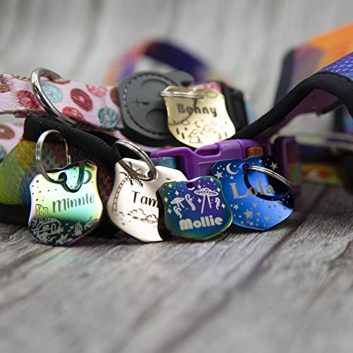 Personalized Dog Tag with 5 Lines of Custom Deep Engraved Durable Stainless Steel Pet ID Name Tag Designer Small Size Badge - size: Small, style: Badge