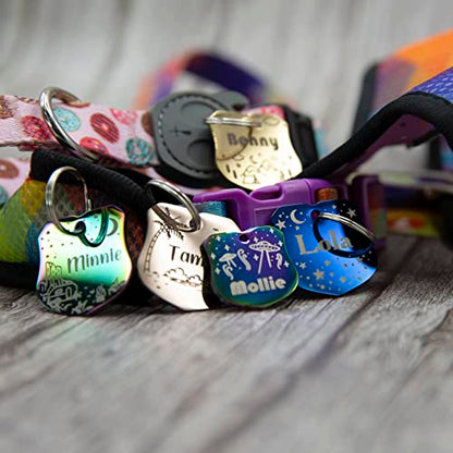 Personalized Dog Tag with 5 Lines of Custom Deep Engraved Durable Stainless Steel Pet ID Name Tag Designer Regular Size Badge - size: Regular, style: Badge