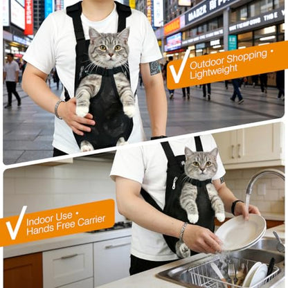 Pawaboo Pet Carrier Backpack, Adjustable Pet Front Cat Dog Carrier Backpack Travel Bag, Legs Out, Easy-Fit for Traveling Hiking Camping for Small Medium Dogs Cats Puppies 8-12lbs, Large, Black - color: A-Black, style: Large (Pack of 1)