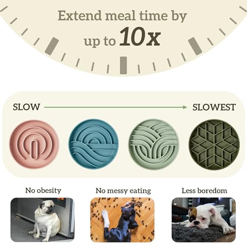 OHMO Slow Feeder Dog Bowls(Tree Life, Celestial) Enrichment Soft Silicone Food Safe Feeding Bowl Non Slip Suction Cup for All Breed Pet, Cat Slow Down Eating Dishes, Boredom and Anxiety Reducer - color: Light Blue