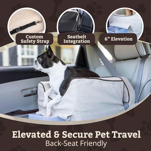 Luxury Lookout II Pet Car Seat in Microsuede Size: Small (up to 18 lbs), Fabric: Buckskin/Java - color: Buckskin with Java, size: Small