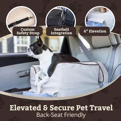 Luxury Lookout II Pet Car Seat in Microsuede Size: Small (up to 18 lbs), Fabric: Buckskin/Java - color: Buckskin with Java, size: Small