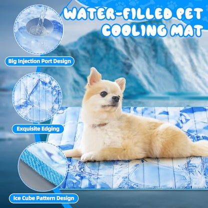 Chunful 4 Pack Dog Cooling Mat Water Injection Pet Cooling Mat for Dogs Cats with Storage Bags Washable and Foldable Pet Pad Summer for Small Medium Large Breeds of Doggy Bed Sofa Floor Car Seat (XL) - size: XL