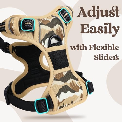 rabbitgoo Dog Harness Small Sized, No Pull Easy On & Off with 3 Buckles Pet Harness, Adjustable Soft Walking Vest with 2 Clips and Handle, Reflective for Small Dogs, Desert Ridge, S - color: Desert Ridge, size: Small