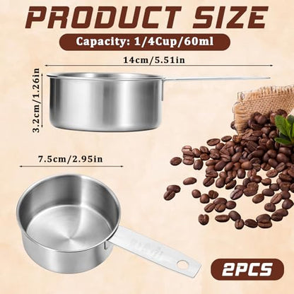 1/2 Cup Stainless Steel Measuring Cup, 2 Pcs (125 ml, 125 cc, 4 oz) Dog Food Scoop 1/2 Cup Scoop Half Metal Measuring Scoops for Feeding Pet, Wet and Dry Ingredients, Kitchen Cooking, Dishwasher Safe - size: 1/2 Cup