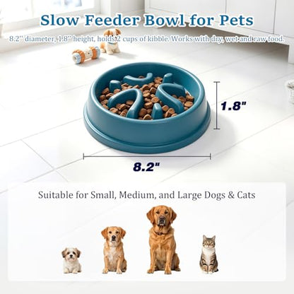 Slow Feeder Dog Bowls, Maze Lick Plate to Slow Down Eating for Fast Eaters | for puppy & cat, BPA free, durable, dishwasher safe, puzzle pattern, anxiety relief, not chew toy, dry wet raw frozen food