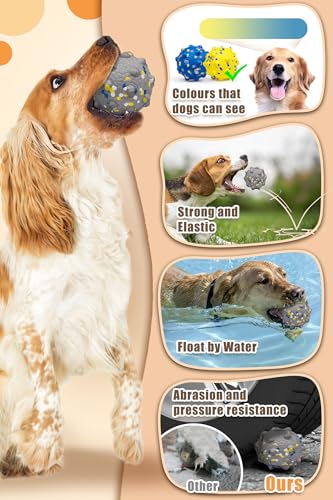 Moonorange 1.96'' Dog Balls for Dogs Aggressive Chewers Indestructible Tennis Durable Bouncy Interactive Dog Toy Balls for Fetch Game Floating Training(Grey Small) - color: Grey-Small